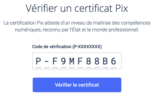 Pix - vérification certificat