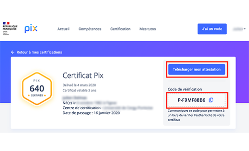 Pix- code de verification