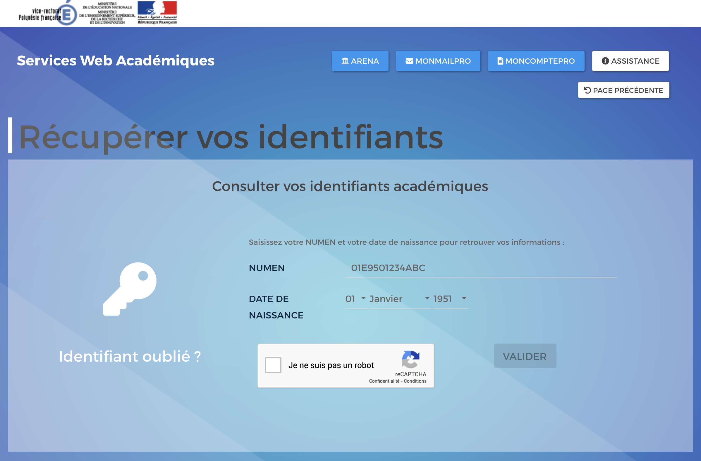 Récupérer vos identifiants